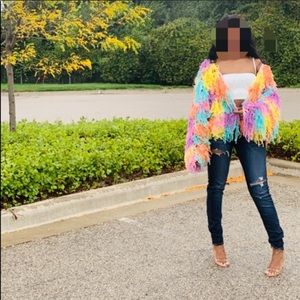 Fluffy cardigan worn once for picture size Small